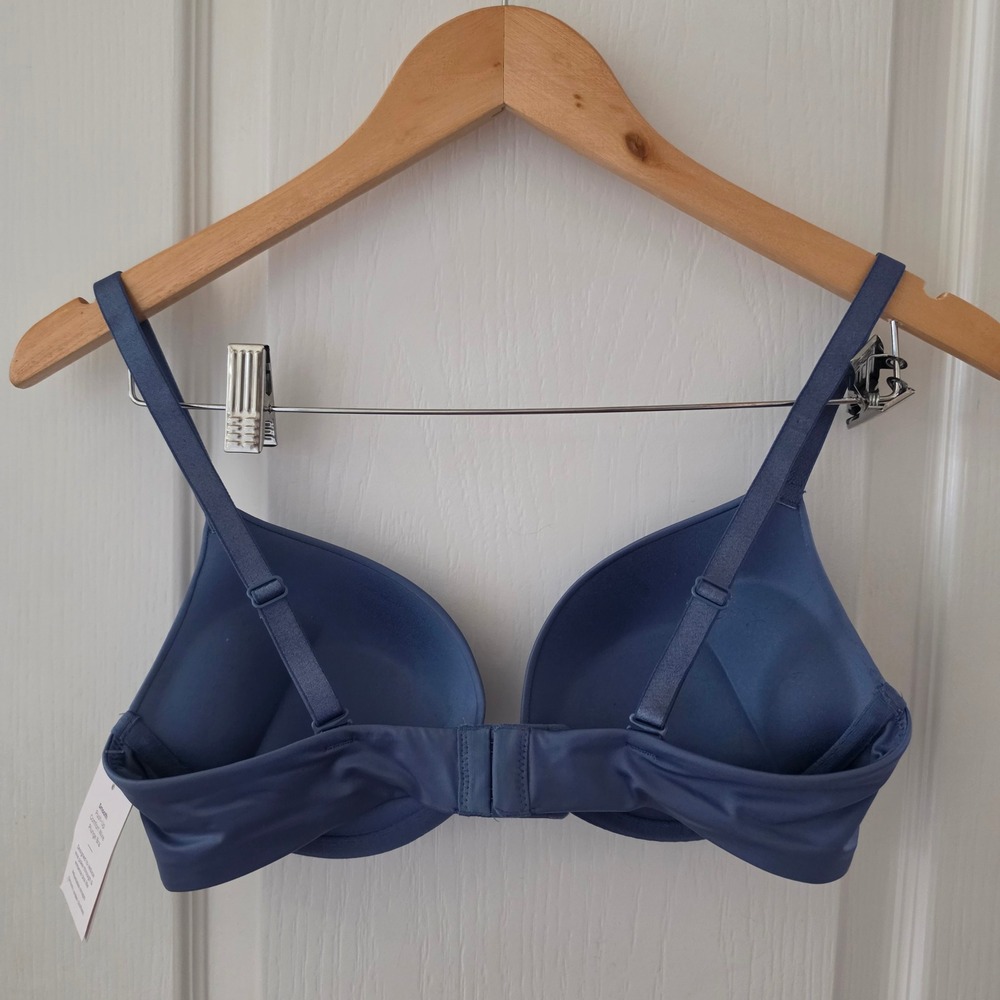 Auden Super Push Up Plunge Bra Dark Blue Smooth Comfort Wire 34C